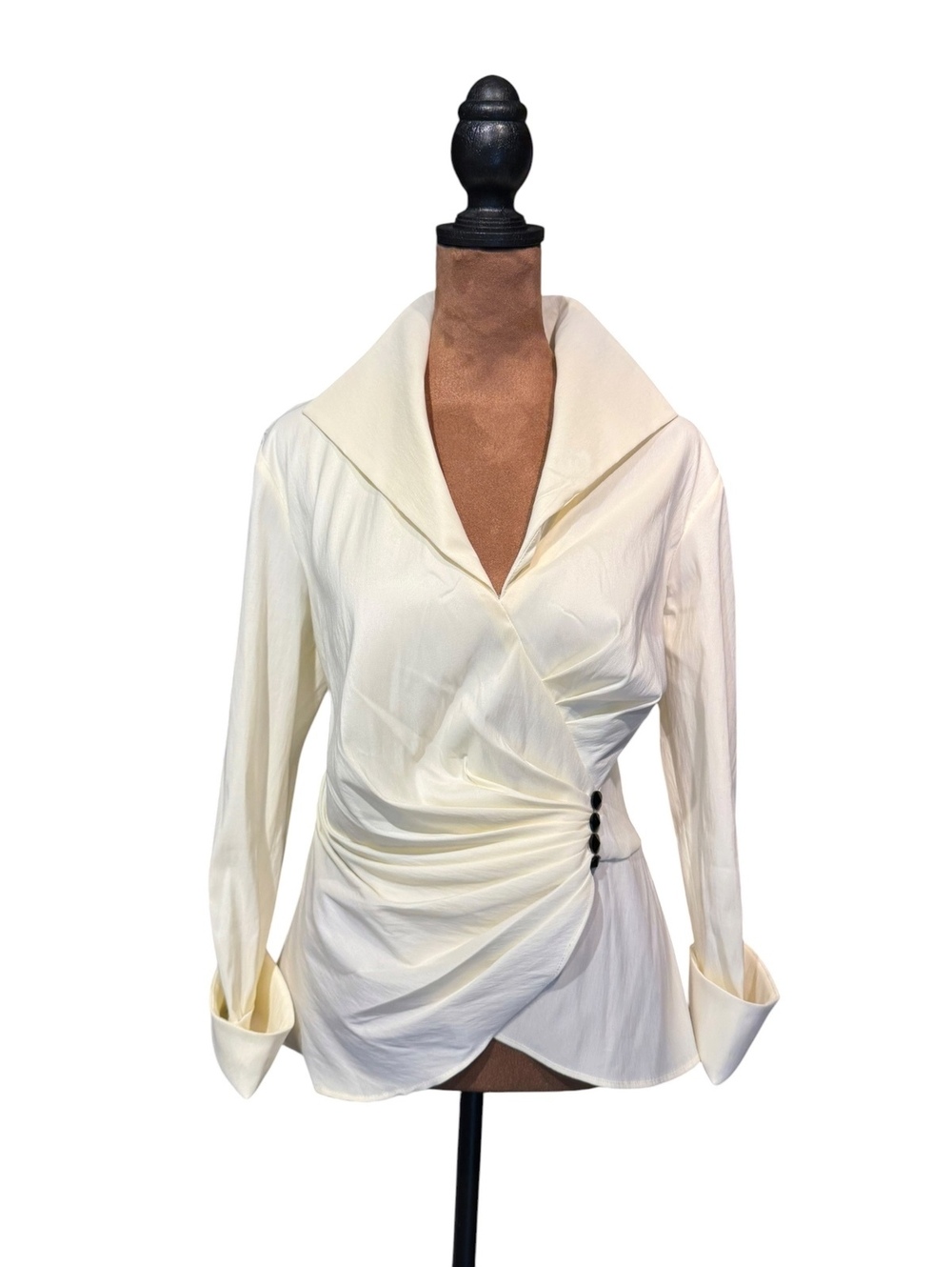 Tadashi Collection Elegant Ivory Wrap Blouse